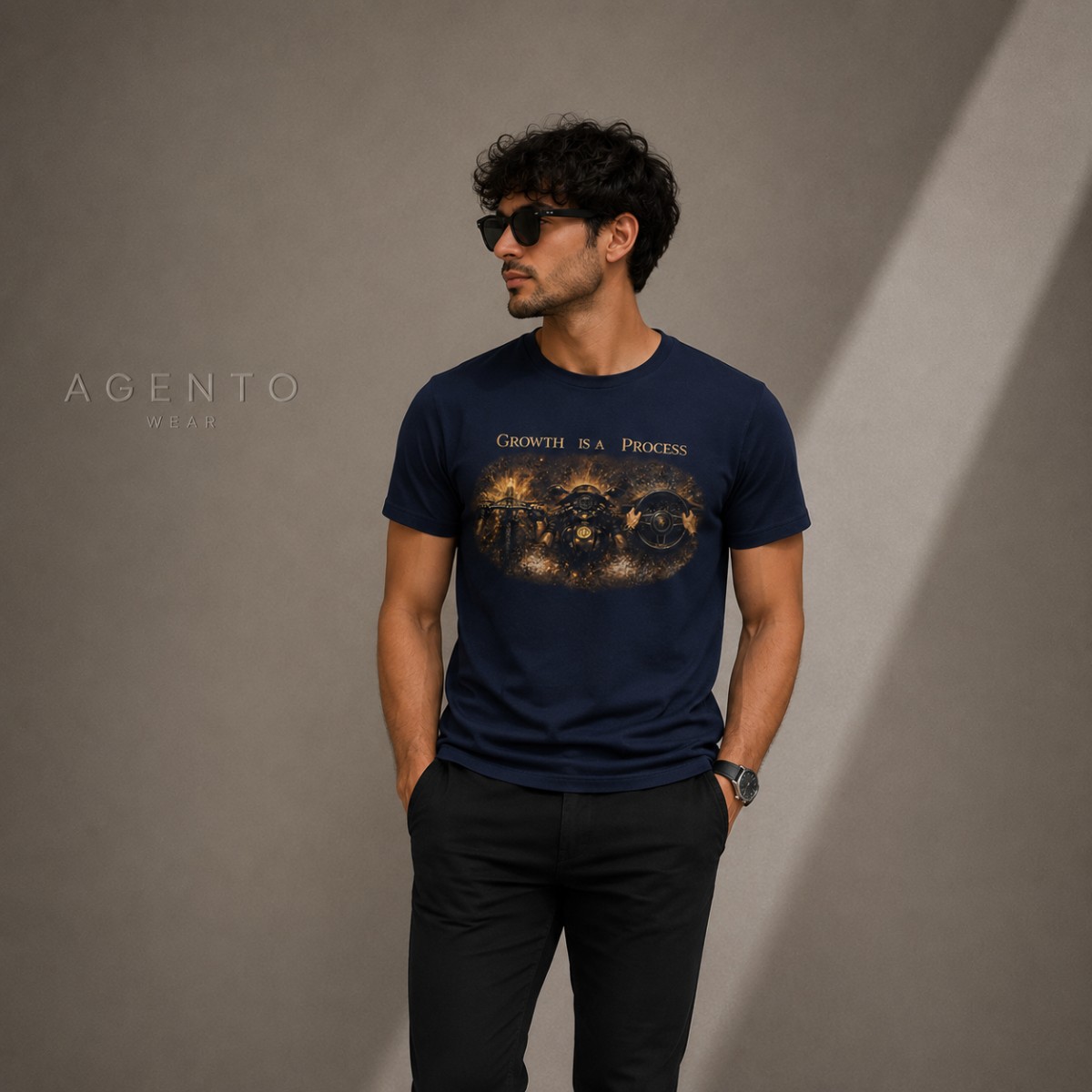 Growth Is a Process Graphic T-Shirt – Navy Blue